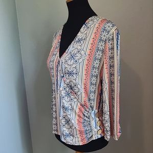 Boho Faux Wrap Blouse Top
